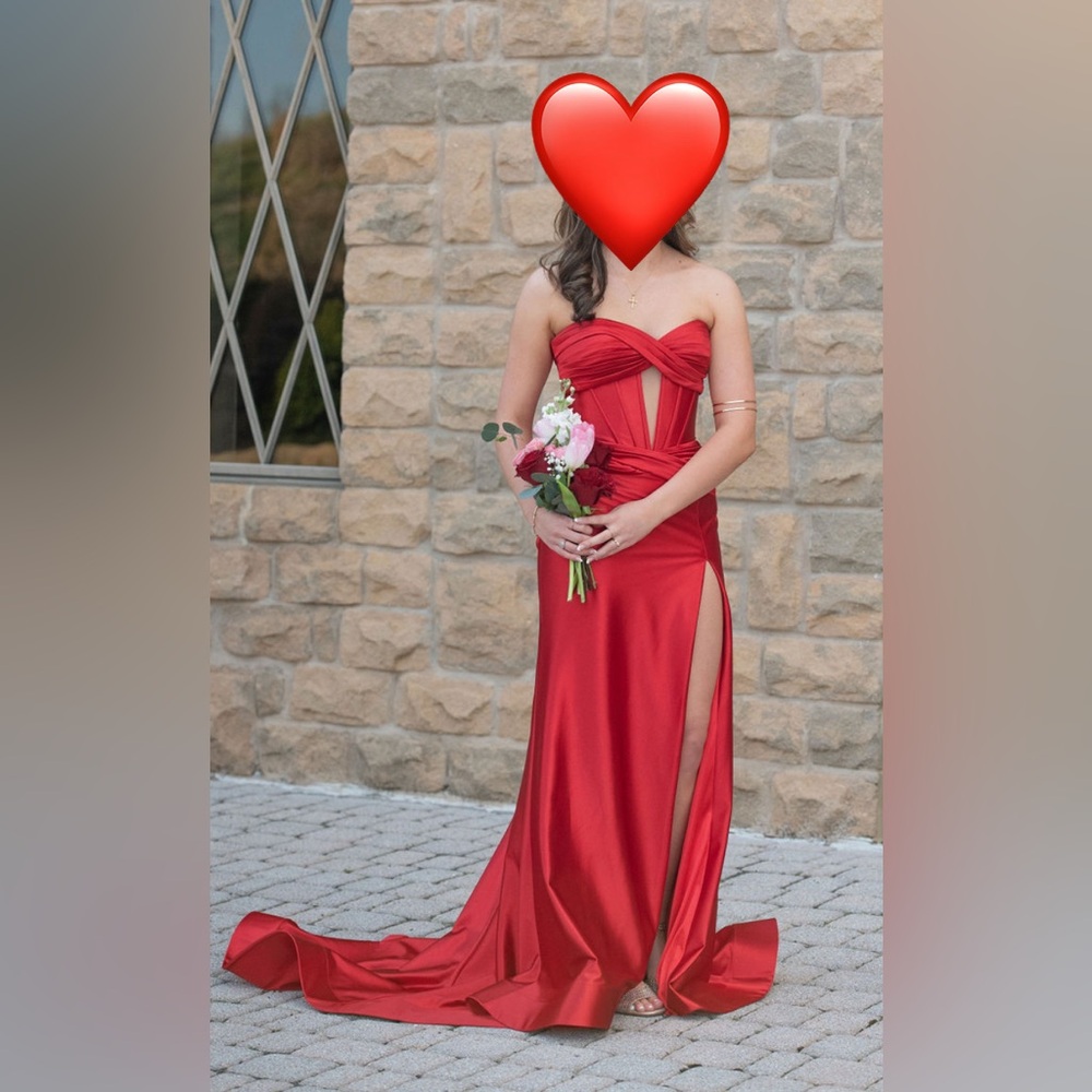 Sherri Hill Strapless Red Gown